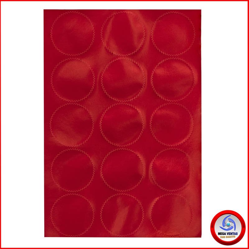 STICKER ROJO 50mm. 15 PCS SHINY PARA SELLO SECO A (2)
