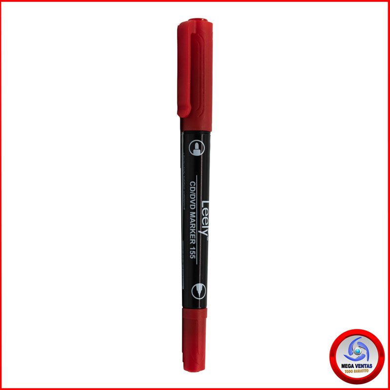 MARCADOR LEERY L-155 PARA CD 2 PUNTAS - PUNTA FINA PUNTA MEDIA ROJO B (4)