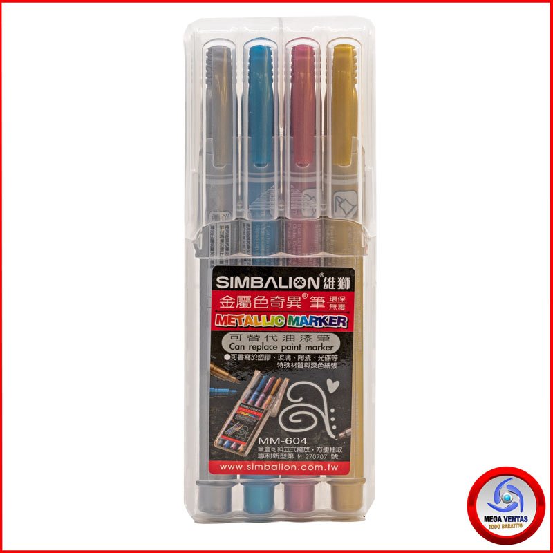 MARCADOR LION MM-604 METALICO JUEGO 4 COLORES B (11)
