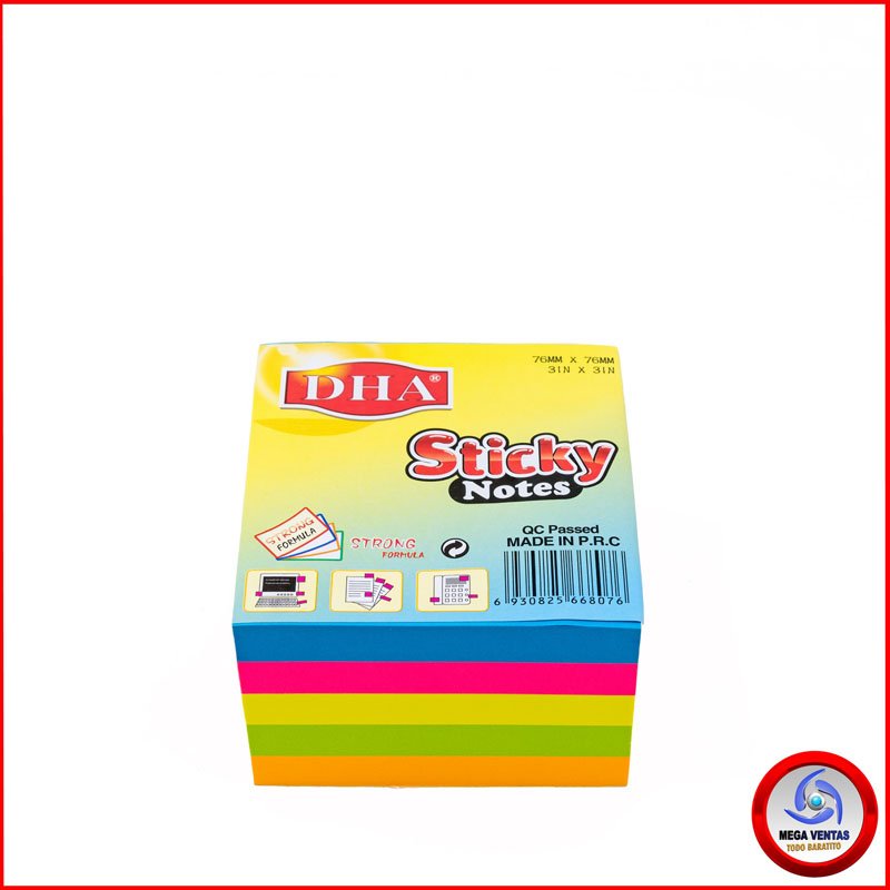 NOTITAS ADHESIVAS DHA DH-9725 3X3 5 COLORES (500U.) B (10)
