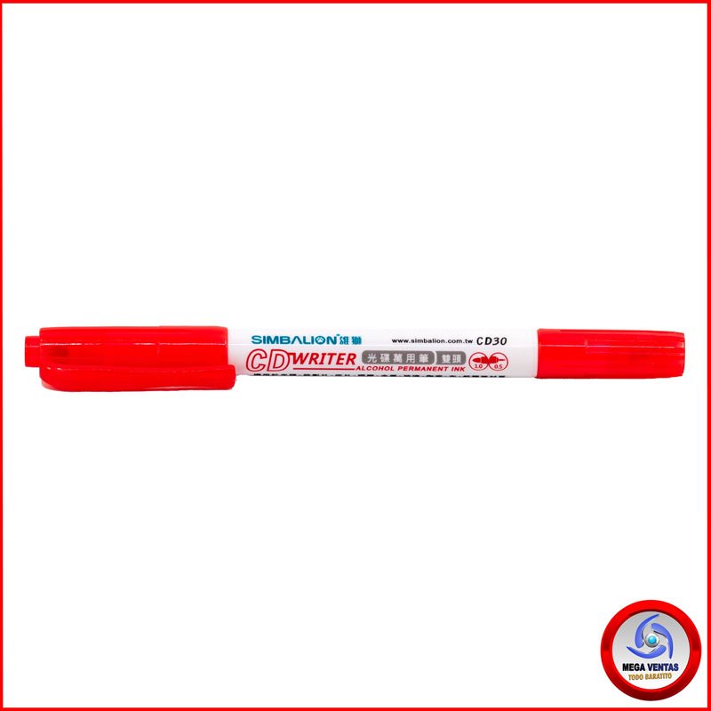 MARCADOR LION 30 PARA CD 2 PUNTAS FINA- MEDIA ROJO B (2)