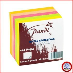 NOTITAS ADHESIVAS PANDI NEON 51x51mm 400 UNIDADES 5 COLORES (5)