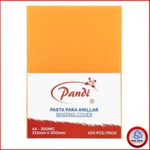 PASTA PLASTICA PARA ANILLADOS PANDI A4 0.35mm LINEAS TRANSPARENTE NARANJA (5)