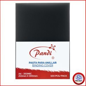 PASTA PLASTICA PARA ANILLADOS PANDI A4 0.35mm LINEAS TRANSPARENTE NEGRO (5)