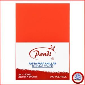 PASTA PLASTICA PARA ANILLADOS PANDI A4 0.35mm LINEAS TRANSPARENTE ROJO (5)
