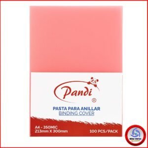 PASTA PLASTICA PARA ANILLADOS PANDI A4 0.35mm LINEAS TRANSPARENTE ROSADO (5)