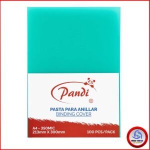 PASTA PLASTICA PARA ANILLADOS PANDI A4 0.35mm LINEAS TRANSPARENTE VERDE CLARO (5)