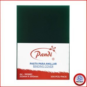 PASTA PLASTICA PARA ANILLADOS PANDI A4 0.35mm LINEAS TRANSPARENTE VERDE OBSCURO (5)